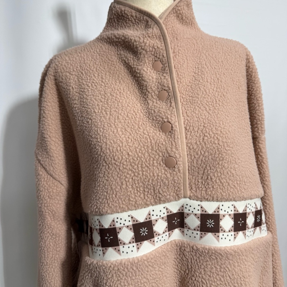 Madewell β’ Roseann (Re)sourced Sherpa Popover Oversized Fleece Pale Pink S NWT - Picture 5 of 8